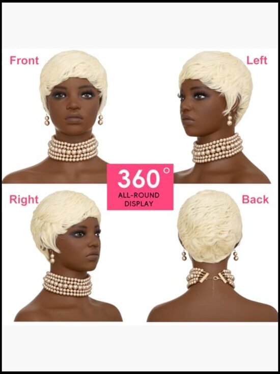 Short Pixie Cut Wig Layered Synthetic Natural Wavy Glueless High Density Fiber main image 5